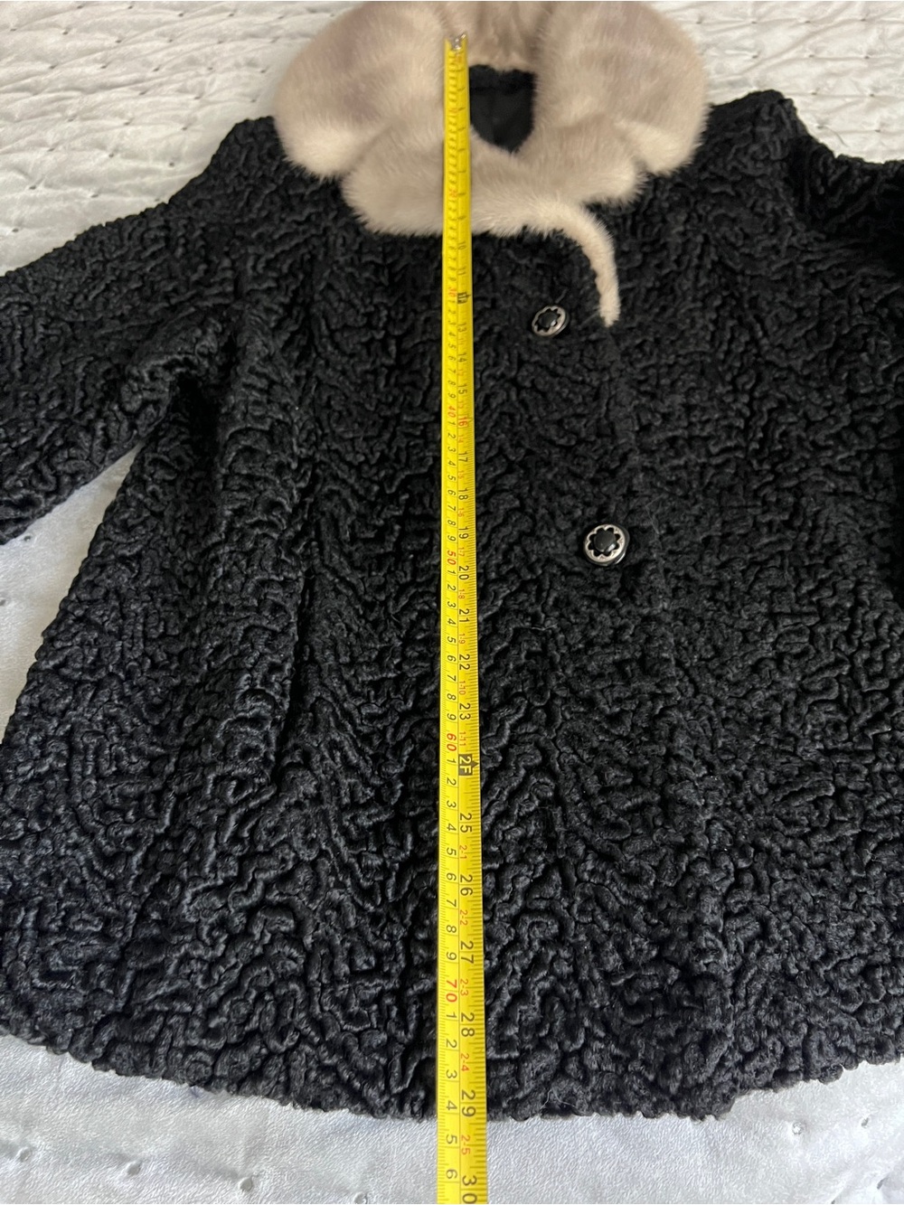 Vintage Black Persian Lamb Theater Coat Luxury Mink Fur Collar Opera Jacket - Picture 6 of 15